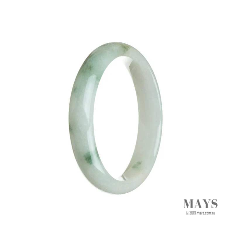 Genuine Grade A White with green Burma Jade Bangle Bracelet - 55mm Half Moon - Image 3