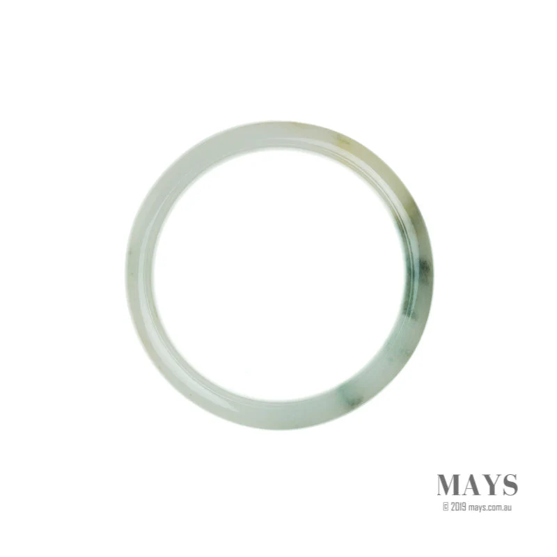 Genuine Grade A White with green Burma Jade Bangle Bracelet - 55mm Half Moon - Image 4
