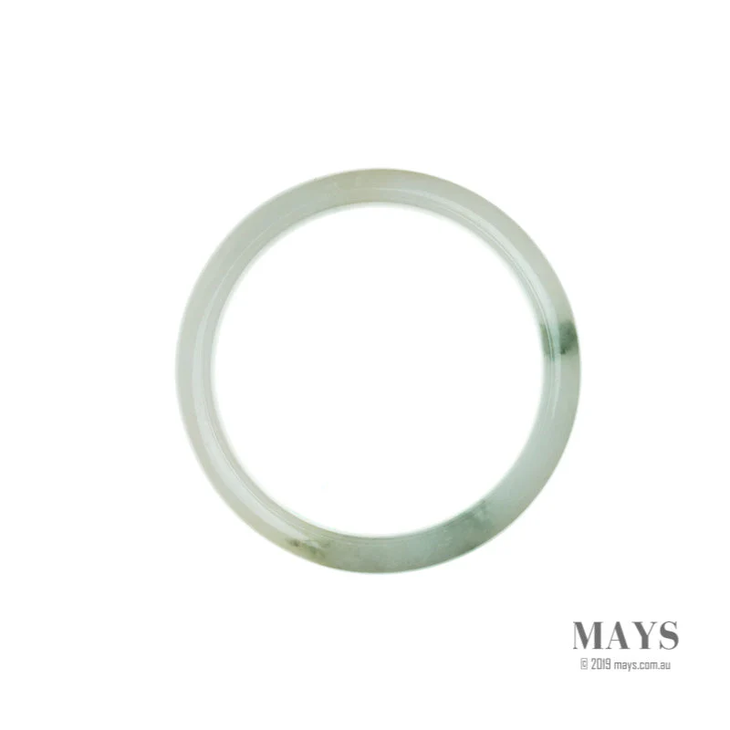 Genuine Grade A White with green Burma Jade Bangle Bracelet - 55mm Half Moon - Image 5