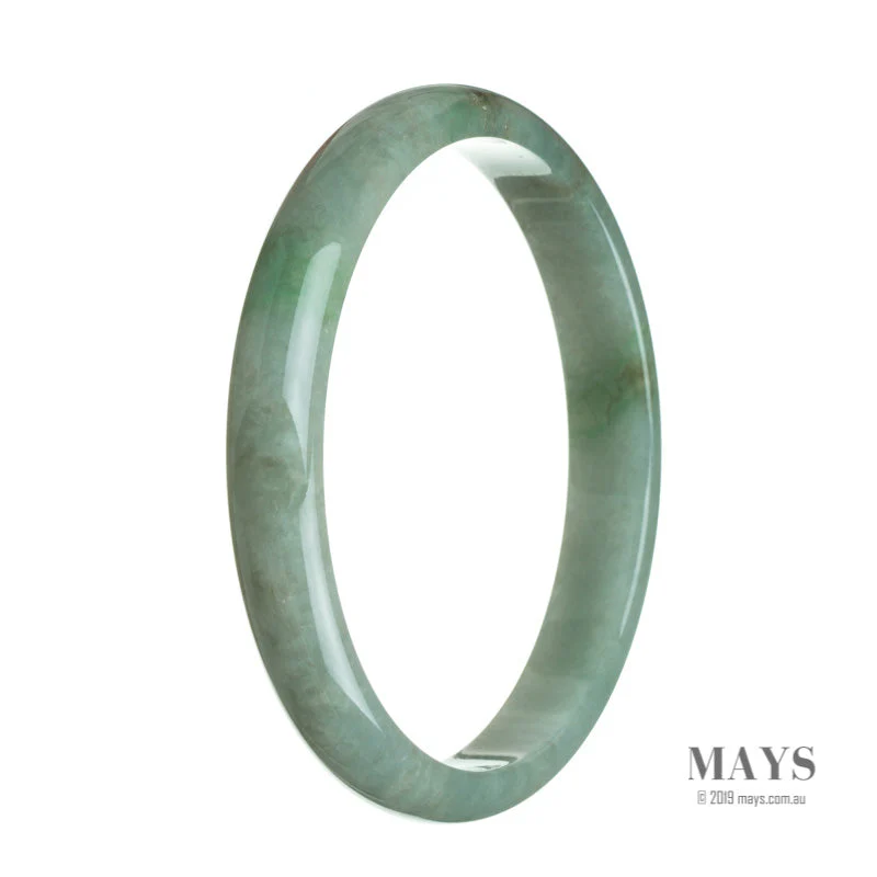 Genuine Untreated Brownish green Traditional Jade Bangle Bracelet - 77mm Half Moon