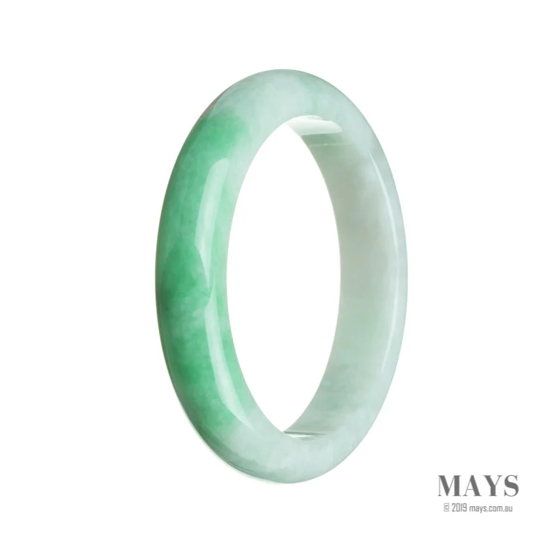 Real Grade A White with green Jadeite Bracelet - 61mm Semi Round