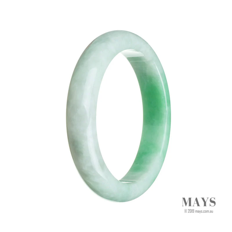Real Grade A White with green Jadeite Bracelet - 61mm Semi Round - Image 2
