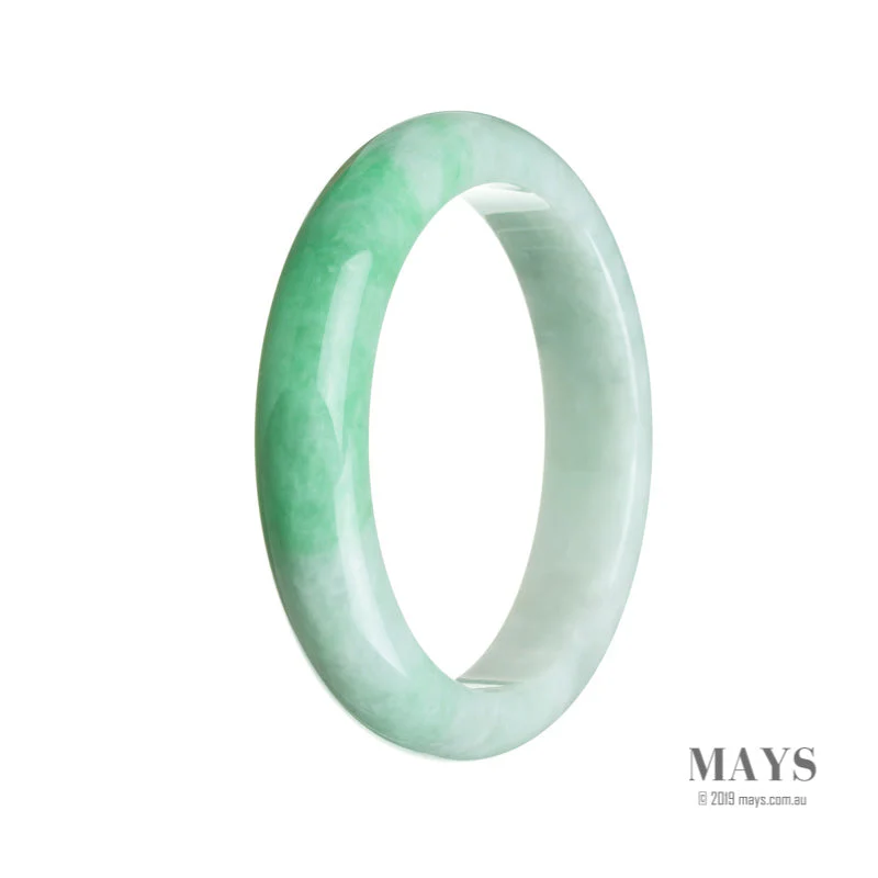 Real Grade A White with green Jadeite Bracelet - 61mm Semi Round - Image 3