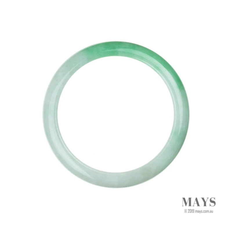 Real Grade A White with green Jadeite Bracelet - 61mm Semi Round - Image 5