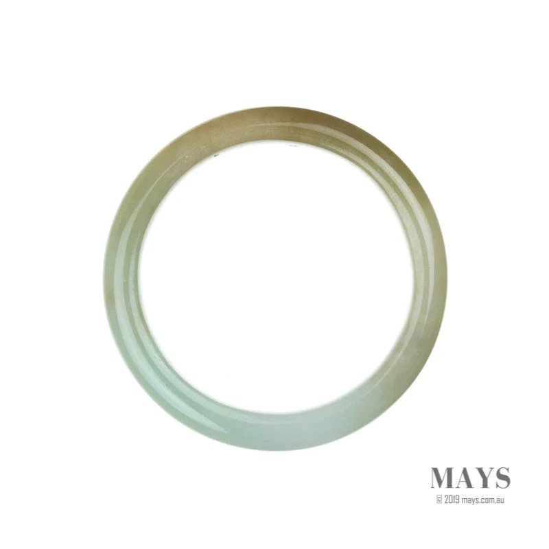 Genuine Type A White Brown Green Jade Bangle - 61mm Semi Round - Image 5