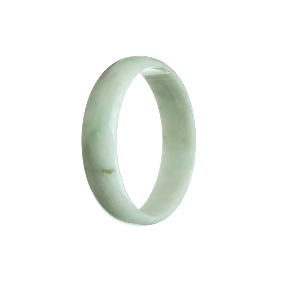 Authentic Grade A White with green Burmese Jade Bangle Bracelet - 52mm Flat - Image 2