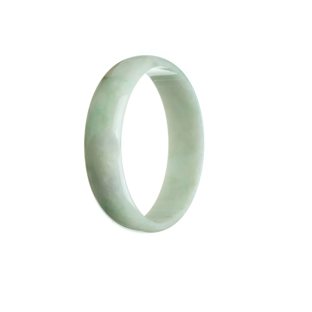 Authentic Grade A White with green Burmese Jade Bangle Bracelet - 52mm Flat - Image 3