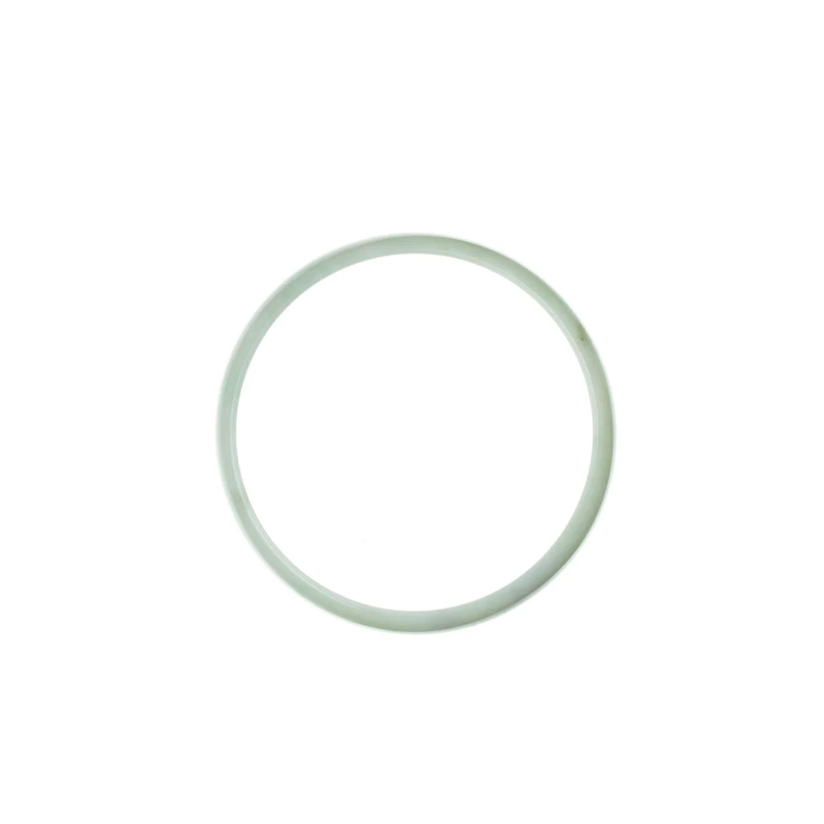 Authentic Grade A White with green Burmese Jade Bangle Bracelet - 52mm Flat - Image 4