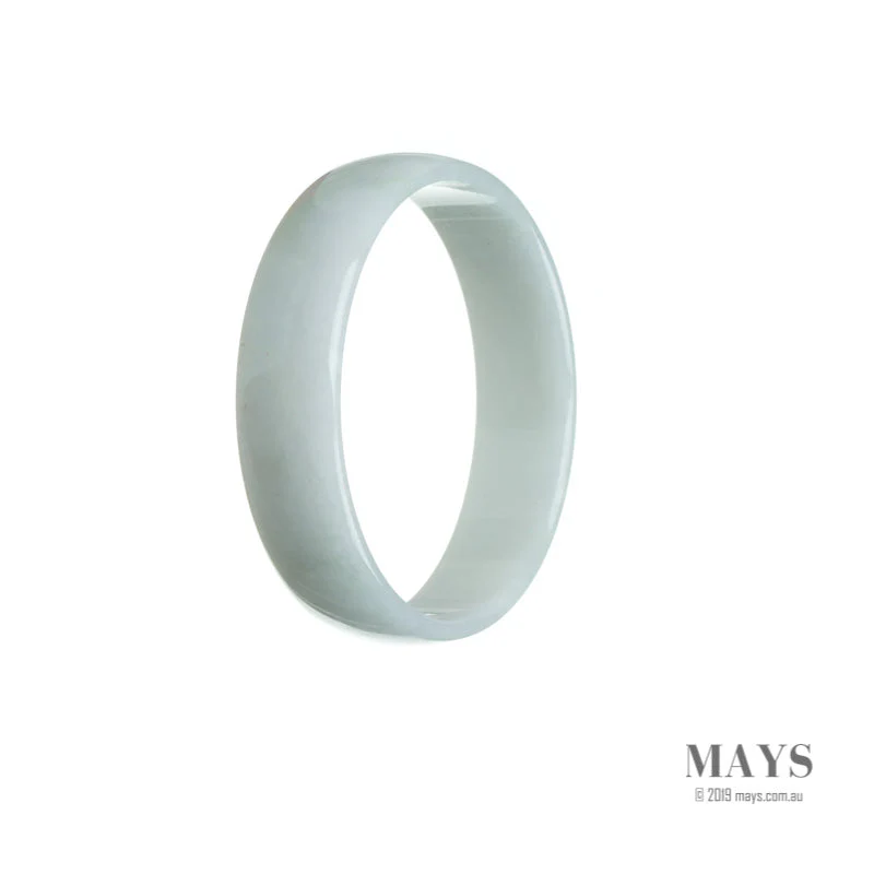 Certified Untreated White Burma Jade Bangle Bracelet - 53mm Flat