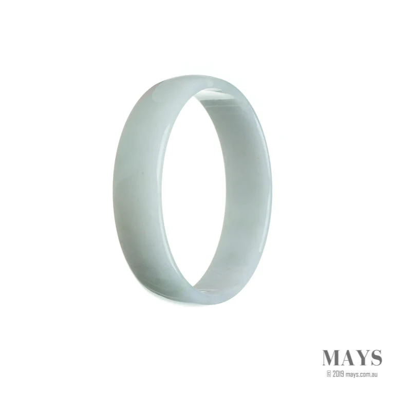 Certified Untreated White Burma Jade Bangle Bracelet - 53mm Flat - Image 2