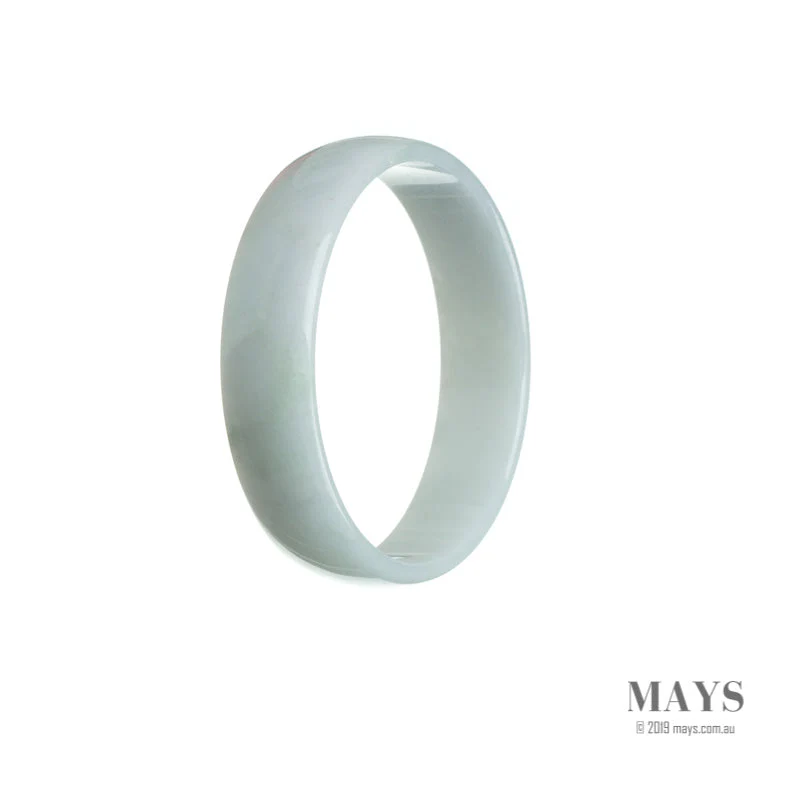 Certified Untreated White Burma Jade Bangle Bracelet - 53mm Flat - Image 3