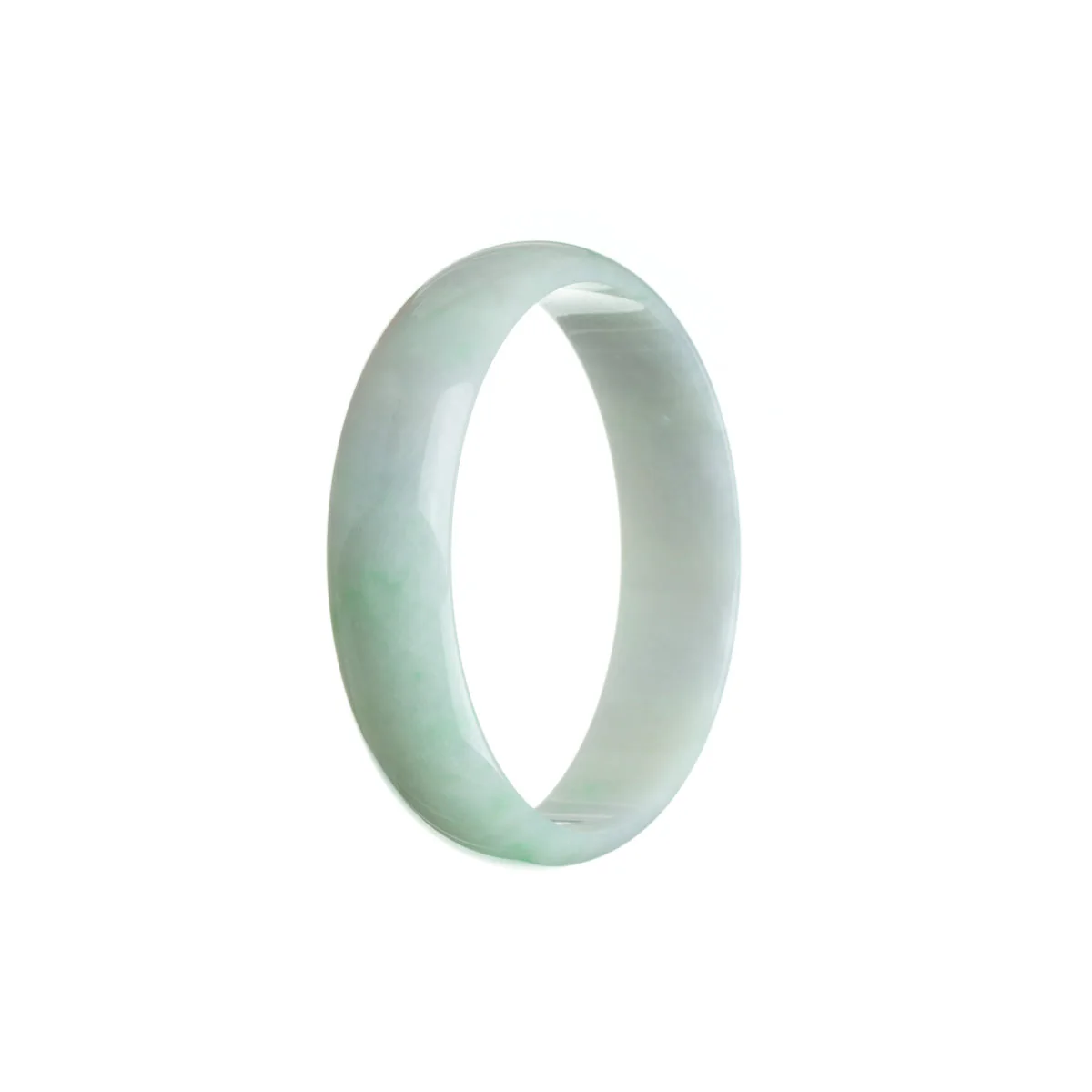 Authentic Grade A Green Lavender White Burmese Jade Bangle Bracelet - 52mm Flat - Image 3