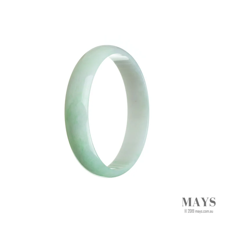 Real Grade A White with green Jadeite Jade Bangle Bracelet - 53mm Flat - Image 2