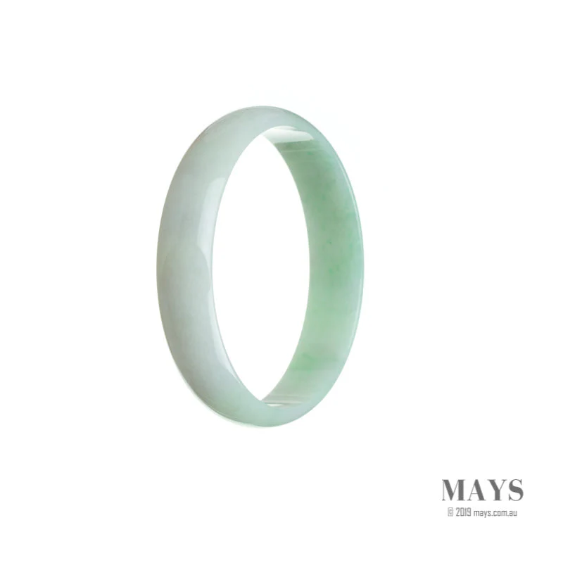 Real Grade A White with green Jadeite Jade Bangle Bracelet - 53mm Flat - Image 3