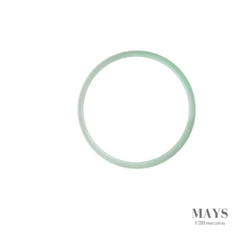 Real Grade A White with green Jadeite Jade Bangle Bracelet - 53mm Flat - Image 4