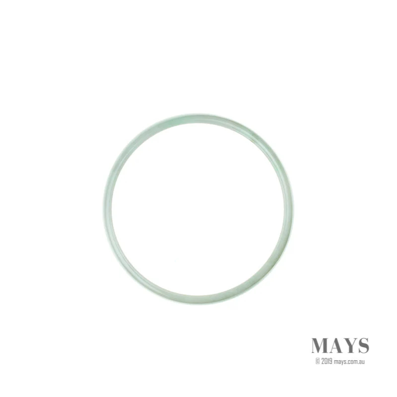 Genuine Grade A White with green Jade Bracelet - 53mm Flat - Image 4