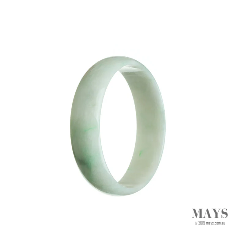 Genuine Grade A White with green Traditional Jade Bangle Bracelet - 52mm Flat