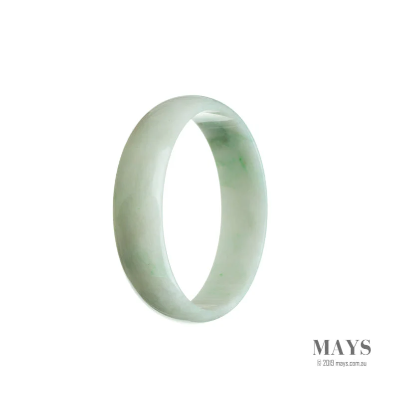 Genuine Grade A White with green Traditional Jade Bangle Bracelet - 52mm Flat - Image 2