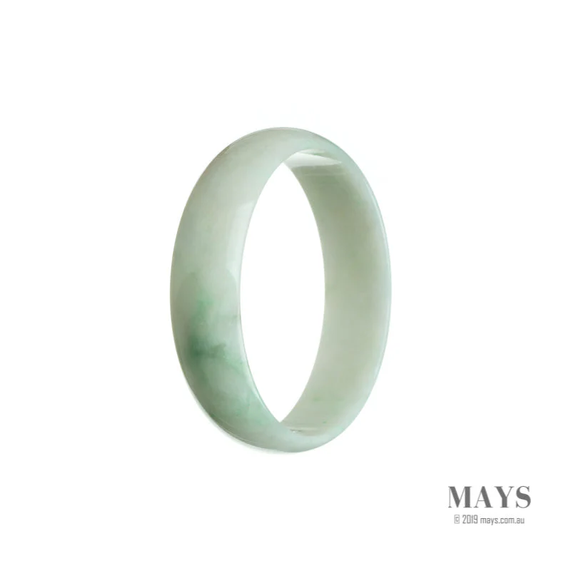 Genuine Grade A White with green Traditional Jade Bangle Bracelet - 52mm Flat - Image 3