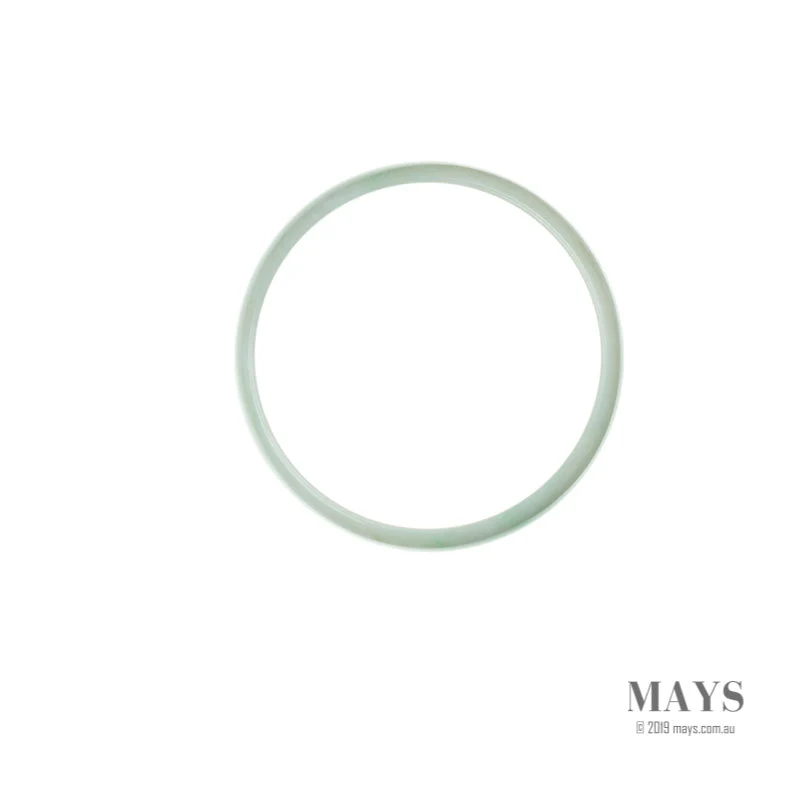 Genuine Grade A White with green Traditional Jade Bangle Bracelet - 52mm Flat - Image 4