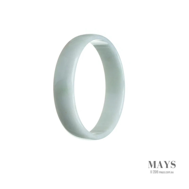 Genuine Type A White Jadeite Jade Bangle Bracelet - 53mm Flat