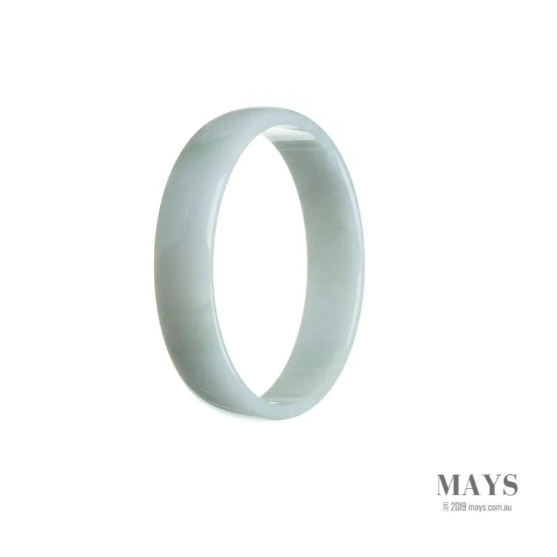 Genuine Type A White Jadeite Jade Bangle Bracelet - 53mm Flat - Image 3