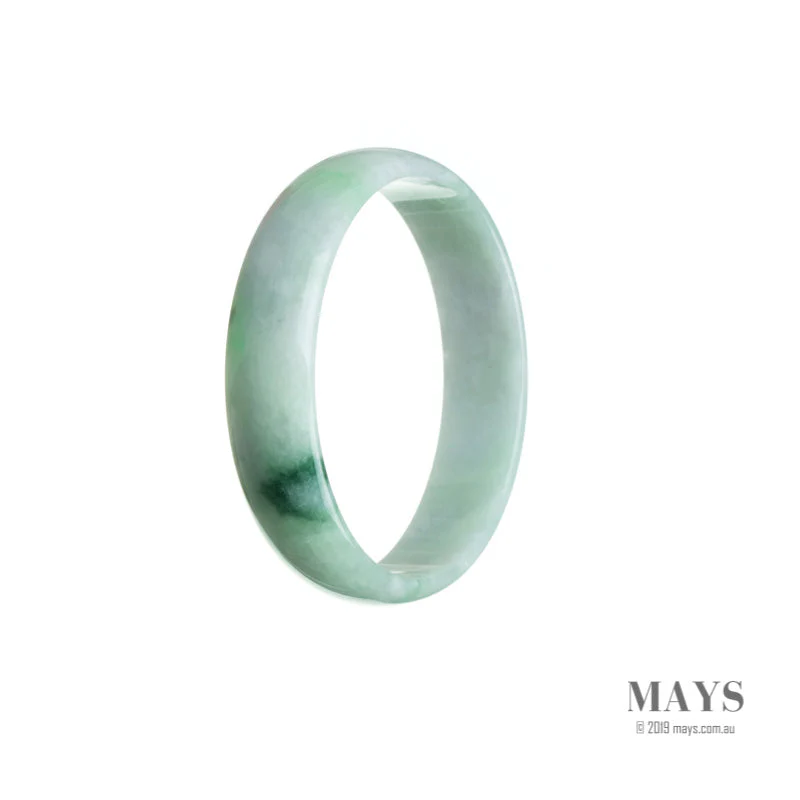 Authentic Natural White with green Jadeite Bangle - 52mm Flat