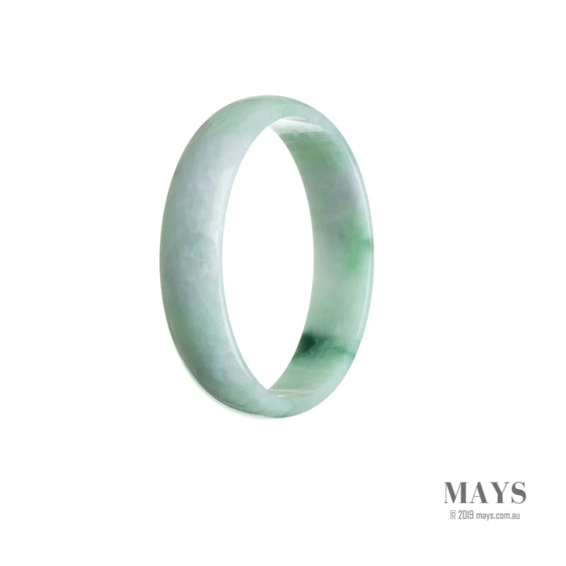 Authentic Natural White with green Jadeite Bangle - 52mm Flat - Image 3