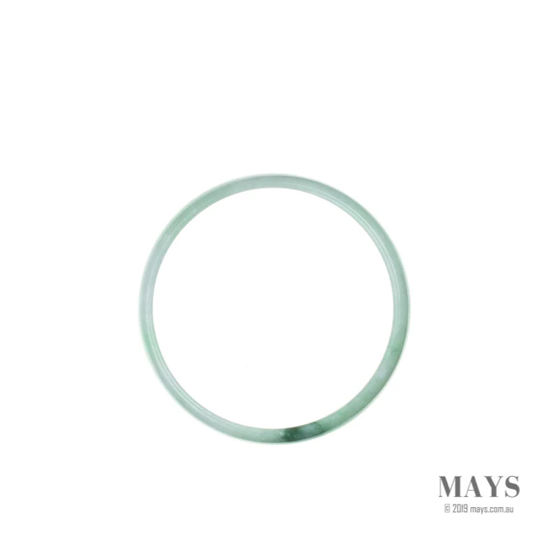 Authentic Natural White with green Jadeite Bangle - 52mm Flat - Image 4
