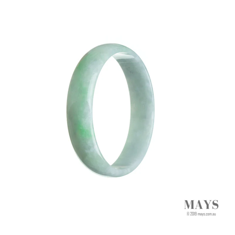 Genuine Natural White with green Traditional Jade Bracelet - 52mm Flat