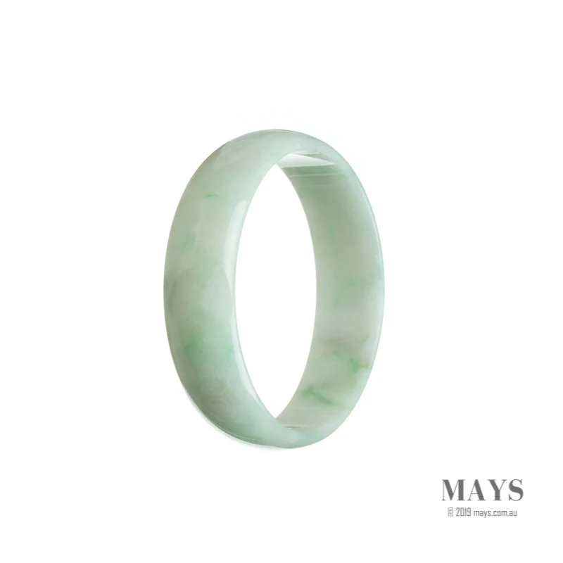Genuine Grade A White with green Traditional Jade Bangle Bracelet - 52mm Flat - Image 3