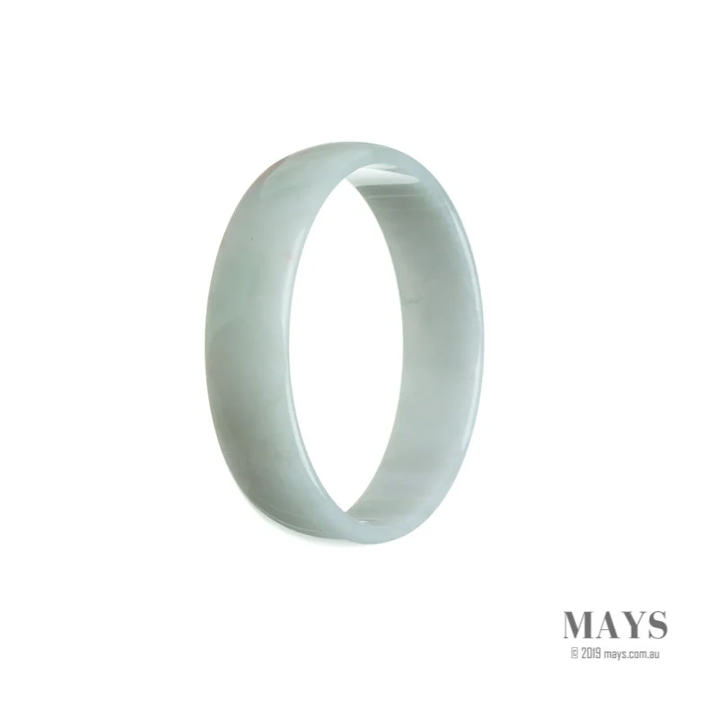 Genuine Grade A White Traditional Jade Bangle Bracelet - 53mm Flat