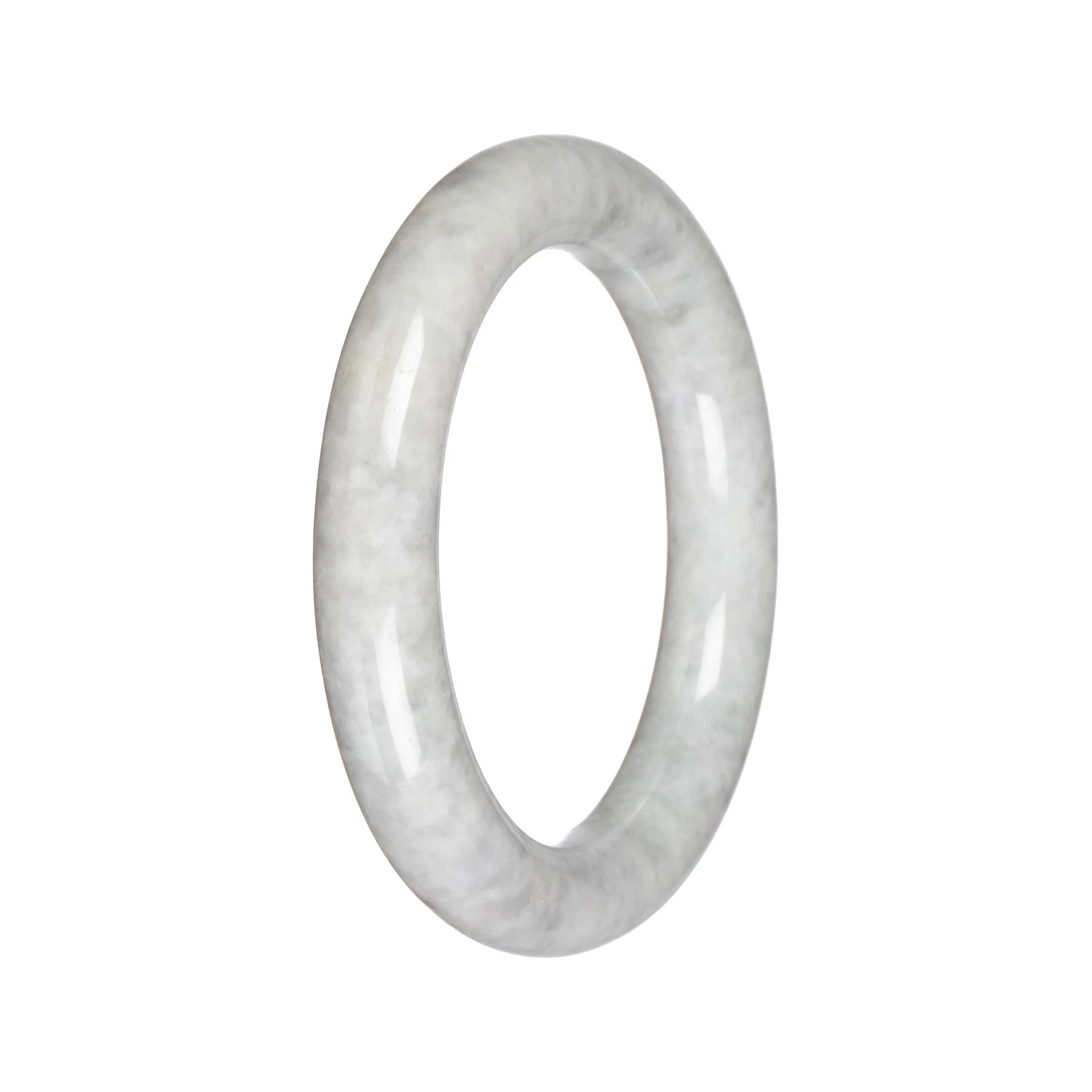 Grade A Light Grey Jadeite Jade Bangle - 58mm Round - Image 2