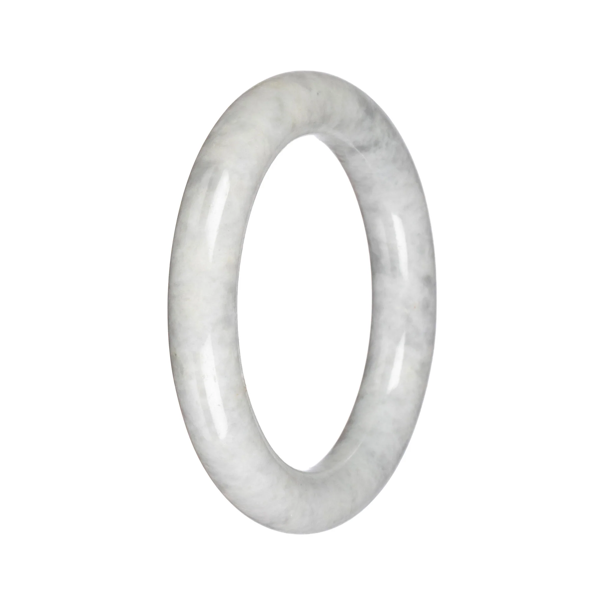 Grade A Light Grey Jadeite Jade Bangle - 58mm Round - Image 3
