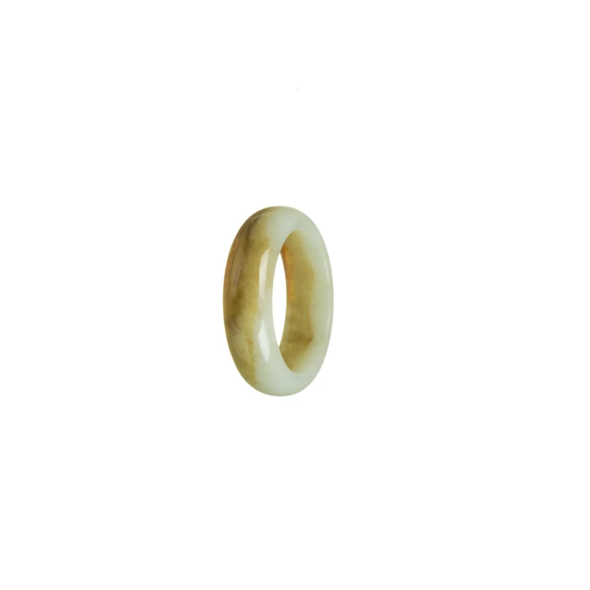 Genuine Pale Green with Brown Jade Ring - Size M - Image 2