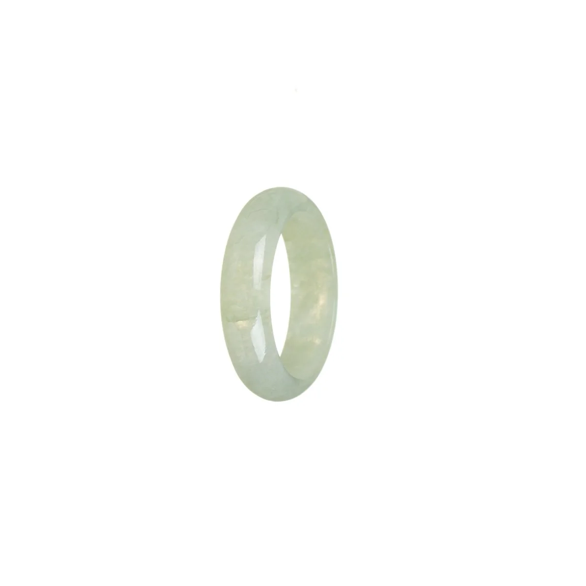 Certified Light Green Burma Jade Ring - Size S 1/2 - Image 3