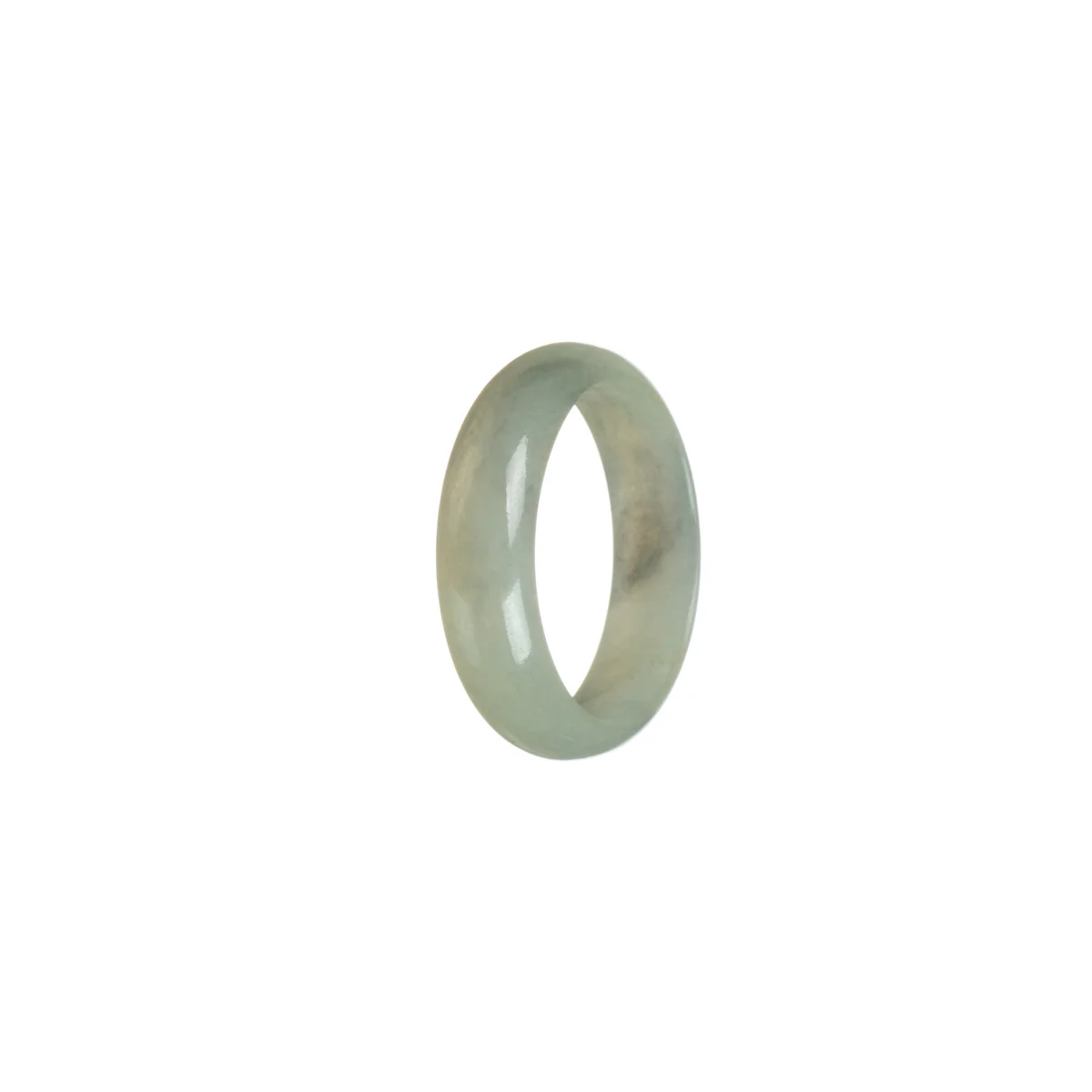 Authentic White with grey Burma Jade Band - Size U - Image 3