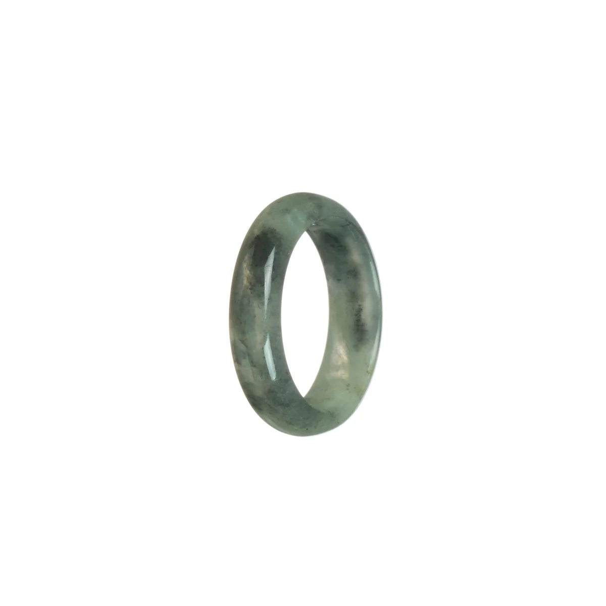 Genuine Green with dark Grey Jadeite Jade Band - Size S 1/2 - Image 3