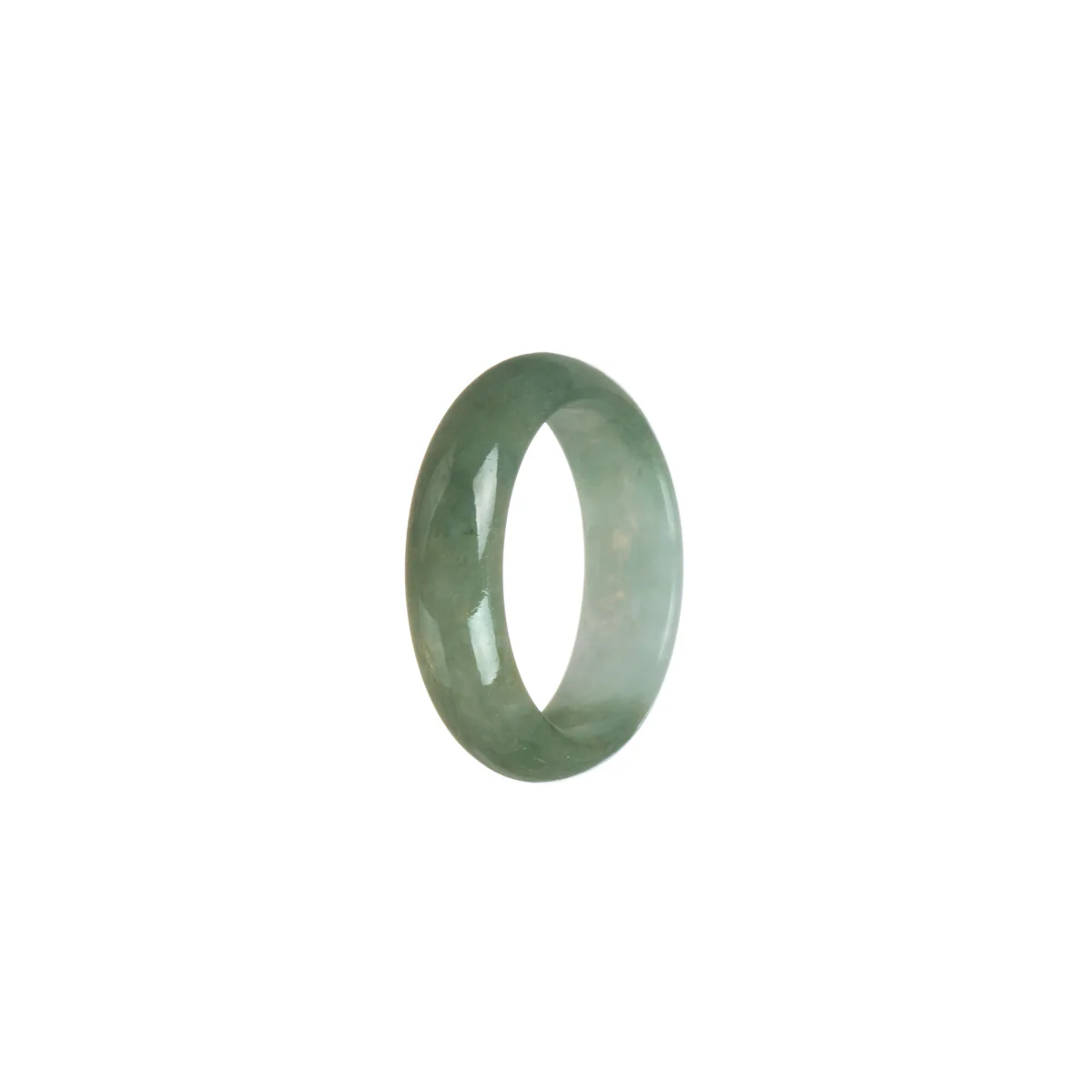 Certified Green with White Burmese Jade Band - Size S 1/2 - Image 2