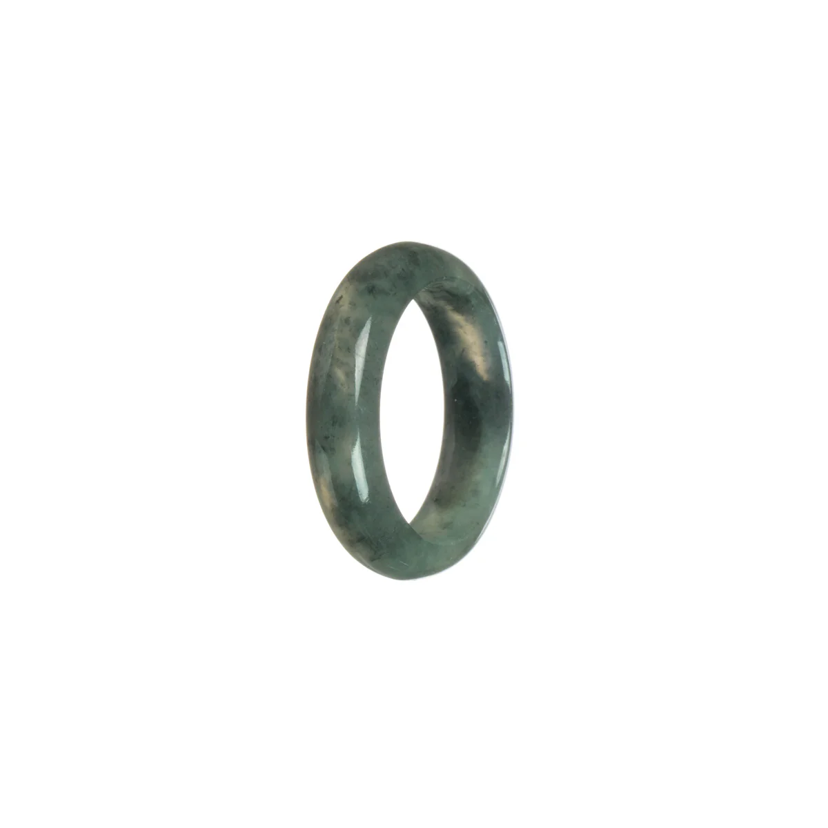 Genuine Olive Green with dark Grey Burma Jade Ring - Size S