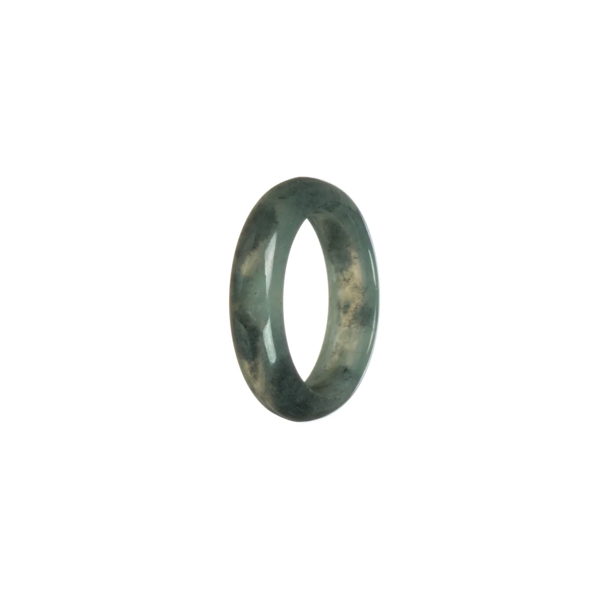 Genuine Olive Green with dark Grey Burma Jade Ring - Size S - Image 2