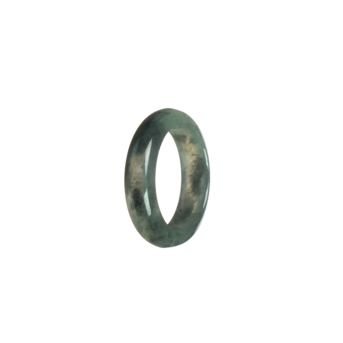 Genuine Olive Green with dark Grey Burma Jade Ring - Size S - Image 3