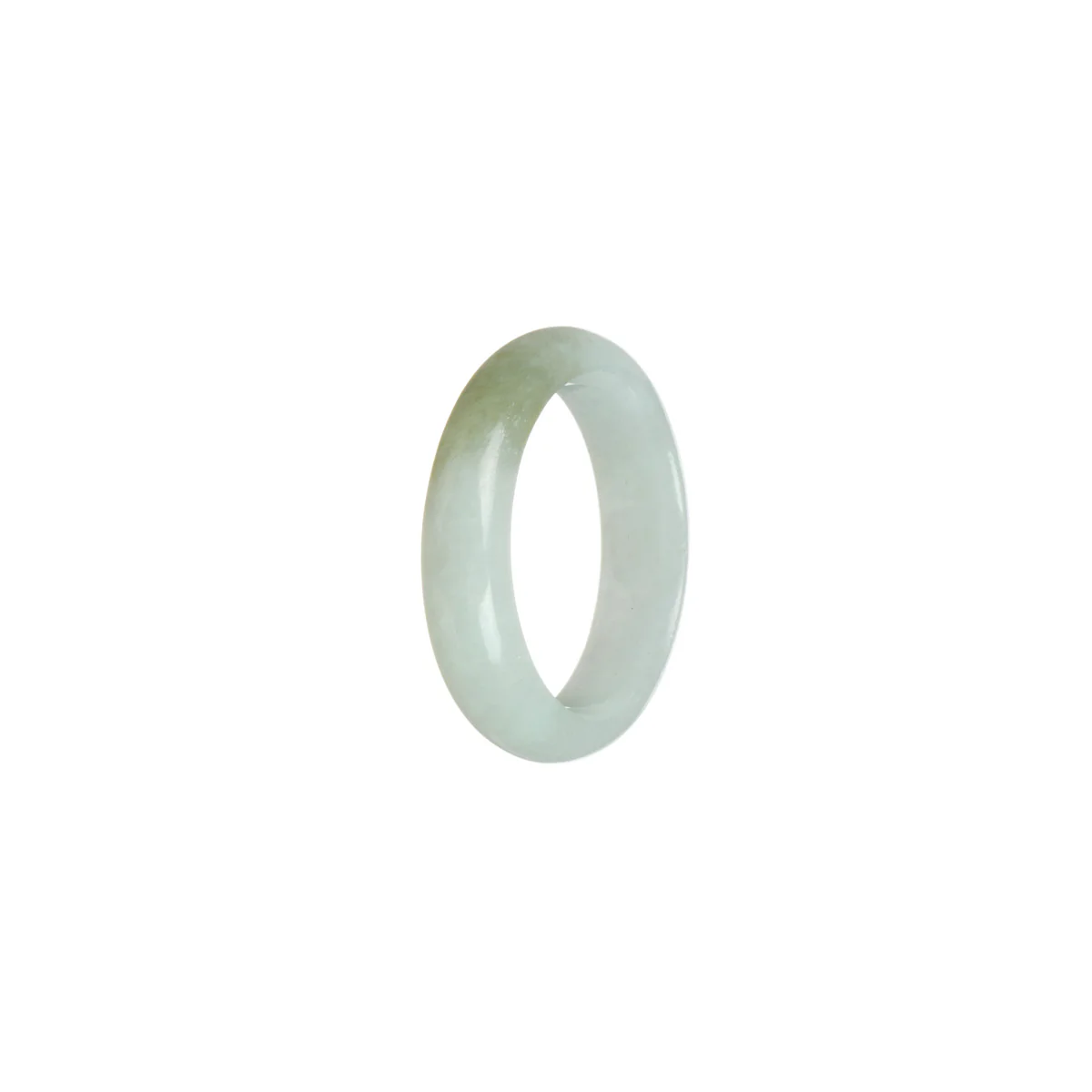 Genuine White with Pale Green Burmese Jade Ring  - Size S 1/2 - Image 2