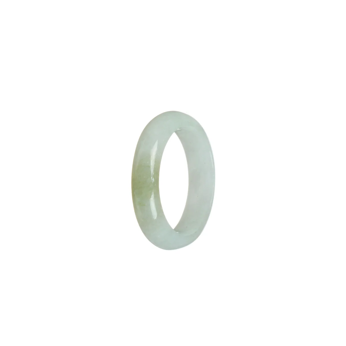 Genuine White with Pale Green Burmese Jade Ring  - Size S 1/2 - Image 3