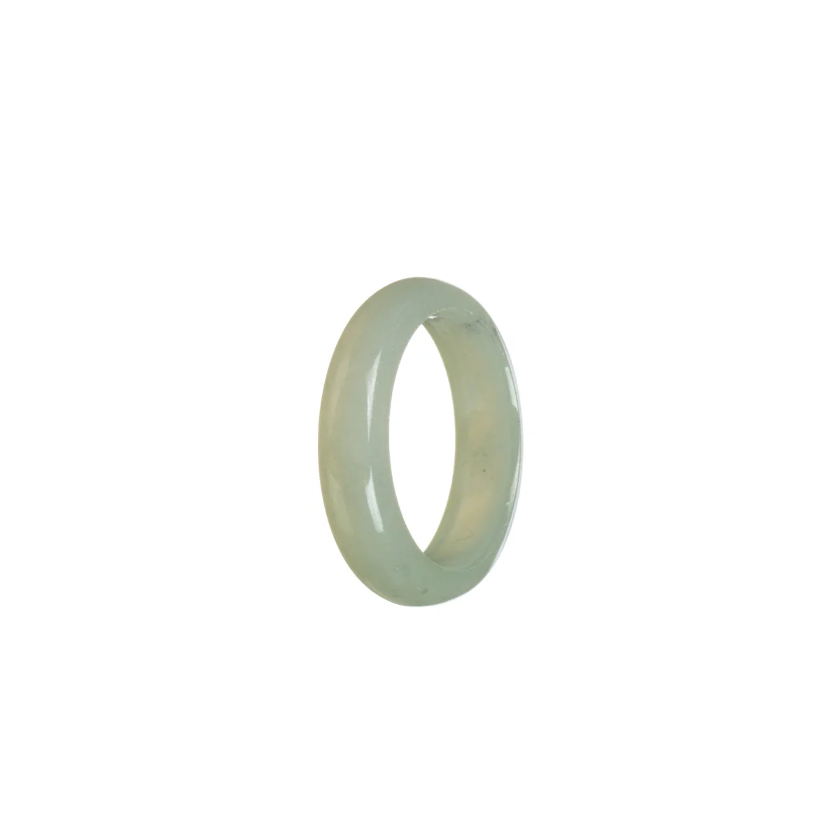 Genuine Light Grey Burma Jade Band - Size R 1/2 - Image 2