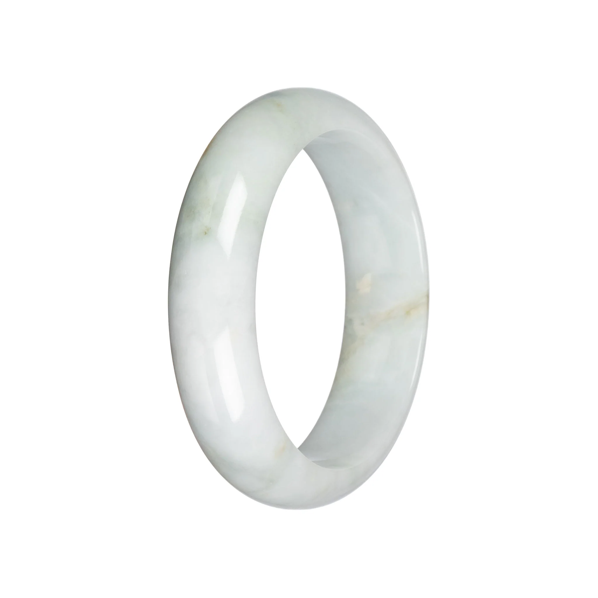 Grade A Pale Green Burma Jade Bangle - 59mm Half Moon