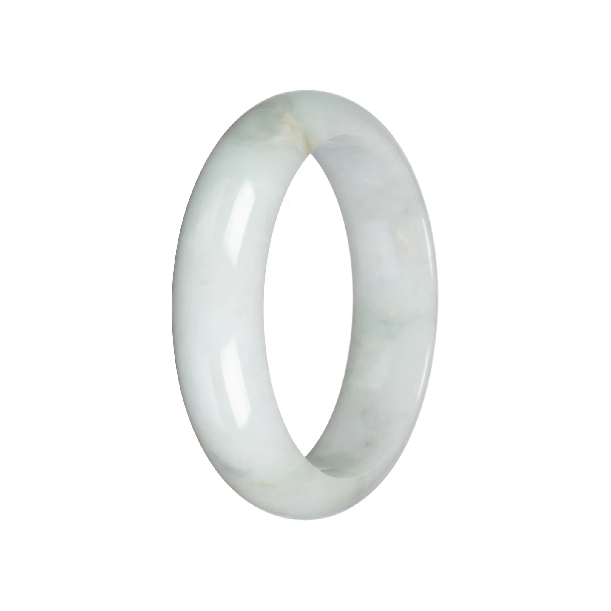 Grade A Pale Green Burma Jade Bangle - 59mm Half Moon - Image 3