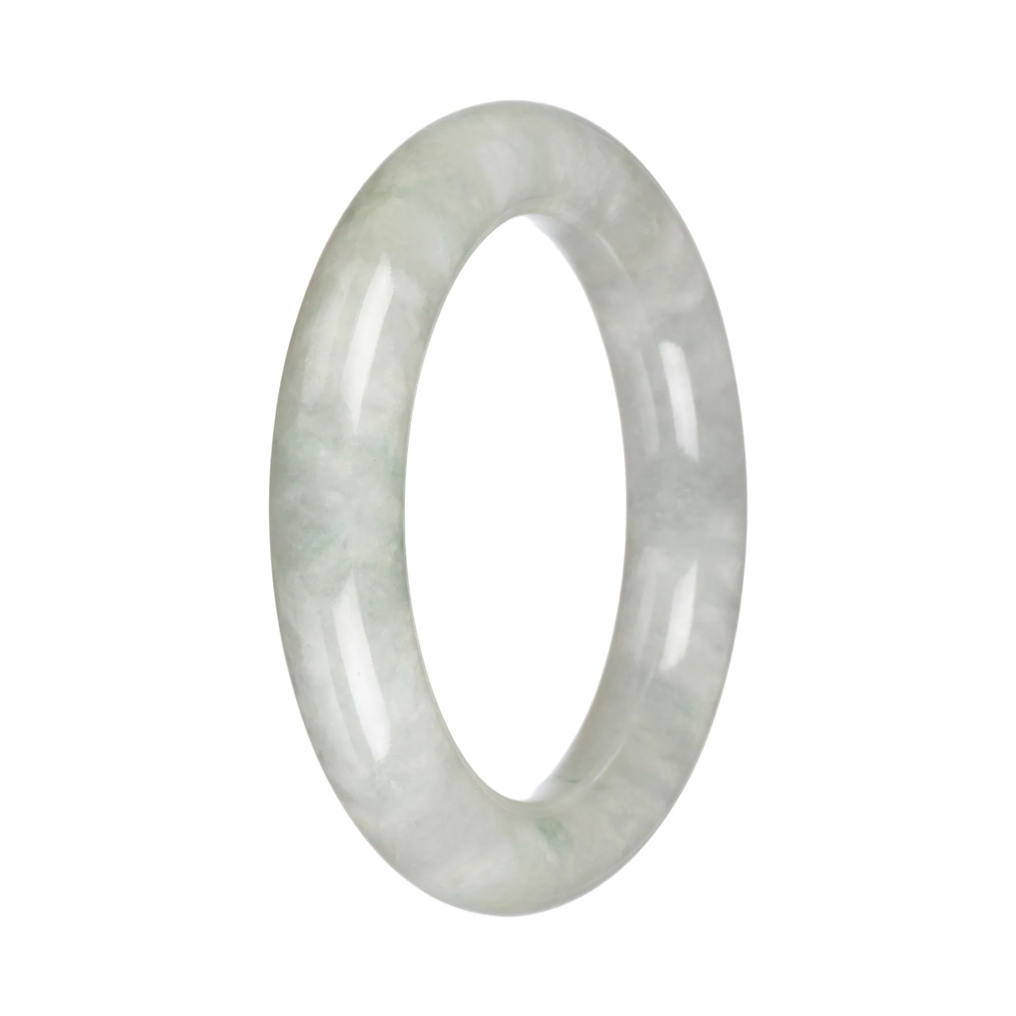 Grade A Pale Green Burmese Jade Bangle - 57mm Round - Image 2