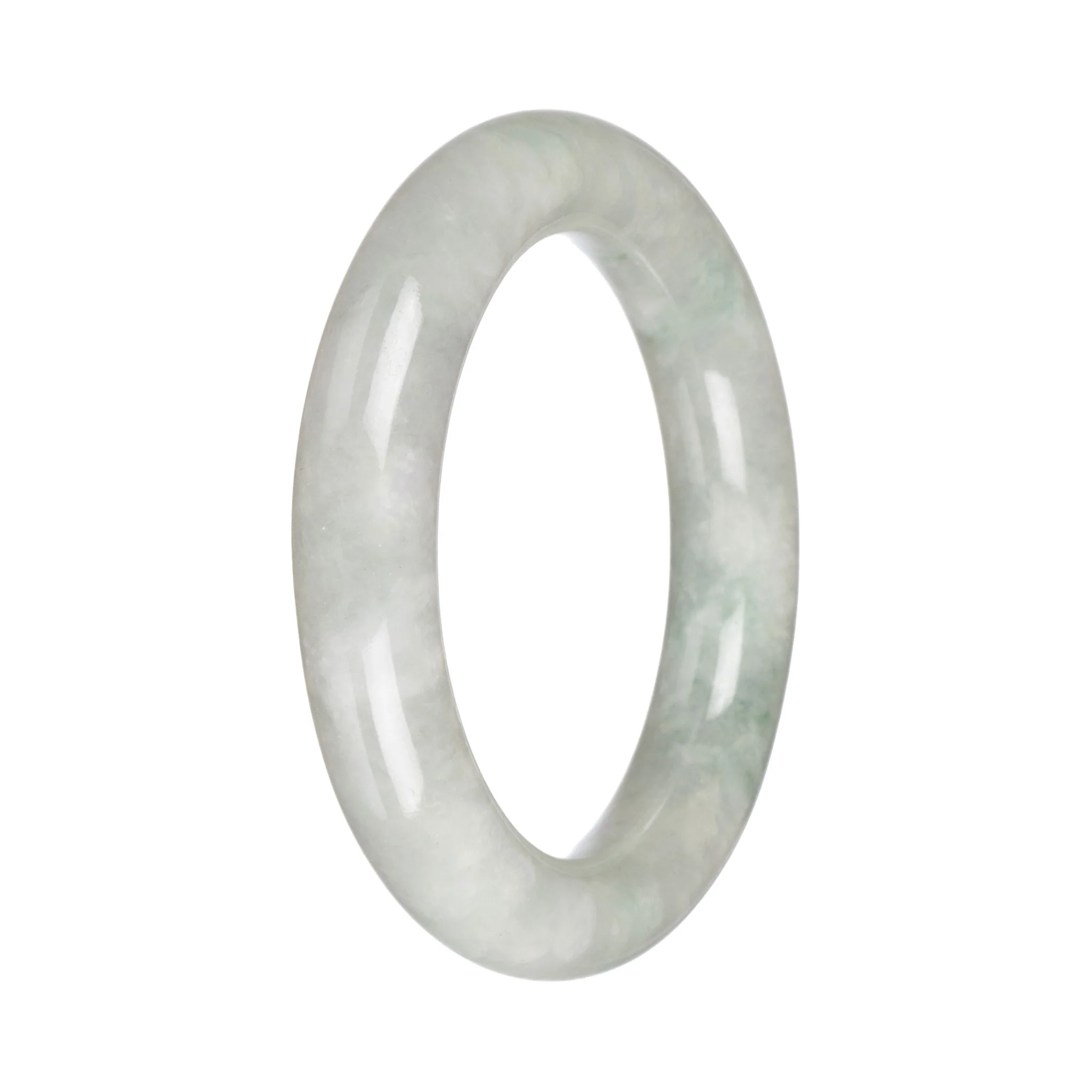 Grade A Pale Green Burmese Jade Bangle - 57mm Round - Image 3
