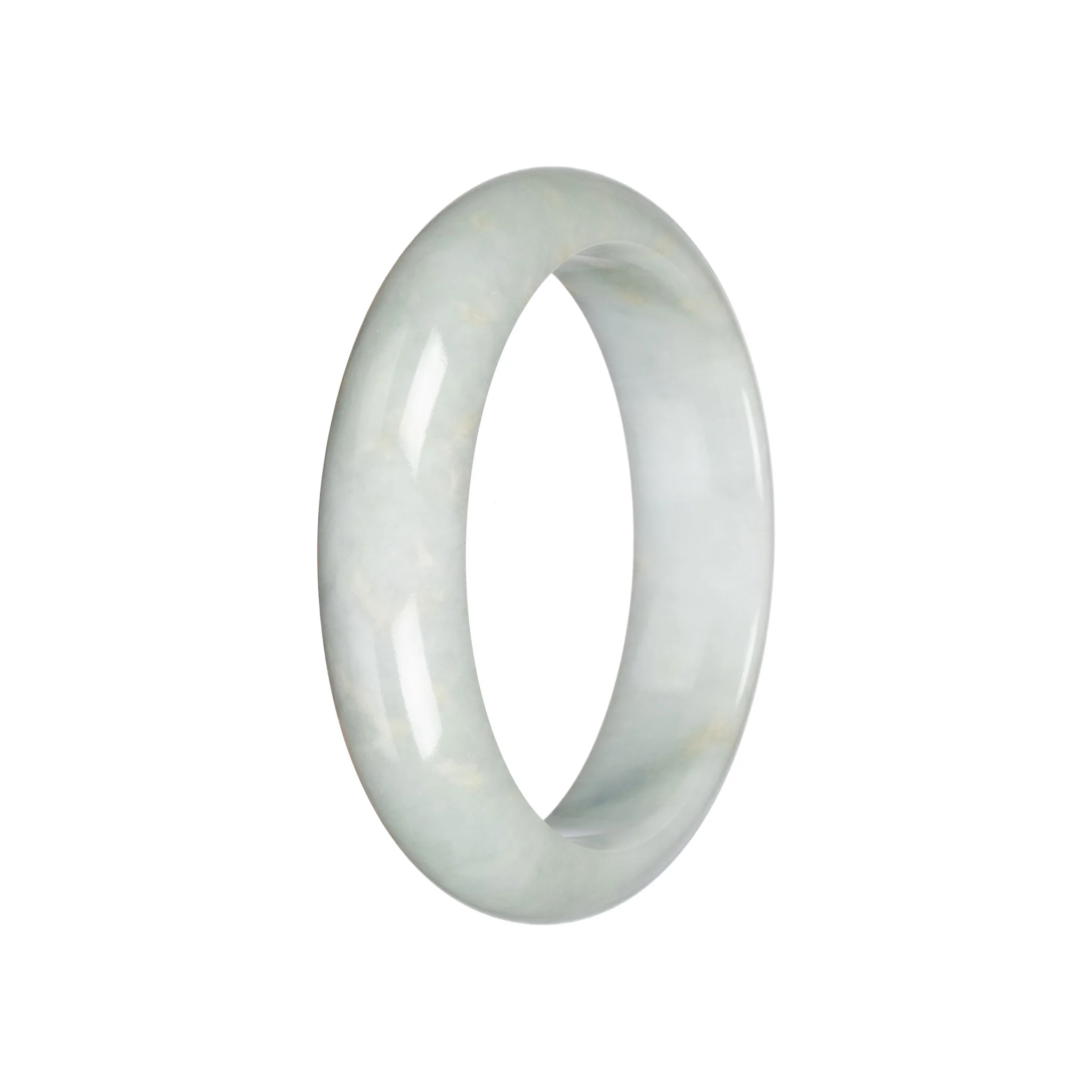 Grade A Pale Green Jade Bangle - 58mm Half Moon - Image 2
